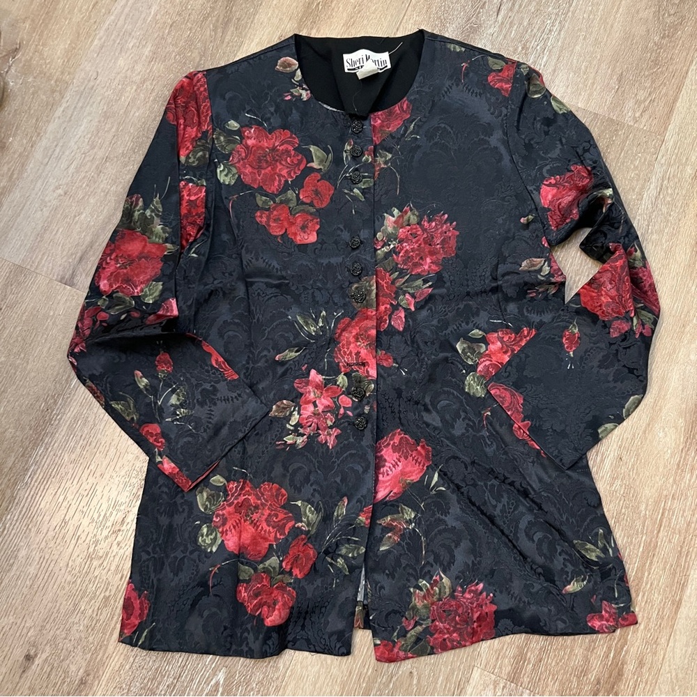 Vintage Evening Jacket Blouse 80’s Sheri Martin New York Floral Tunic